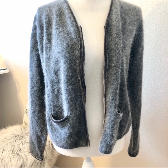 Valerie Stevens lambswool gray fuzzy blazer - Picture 3 of 6